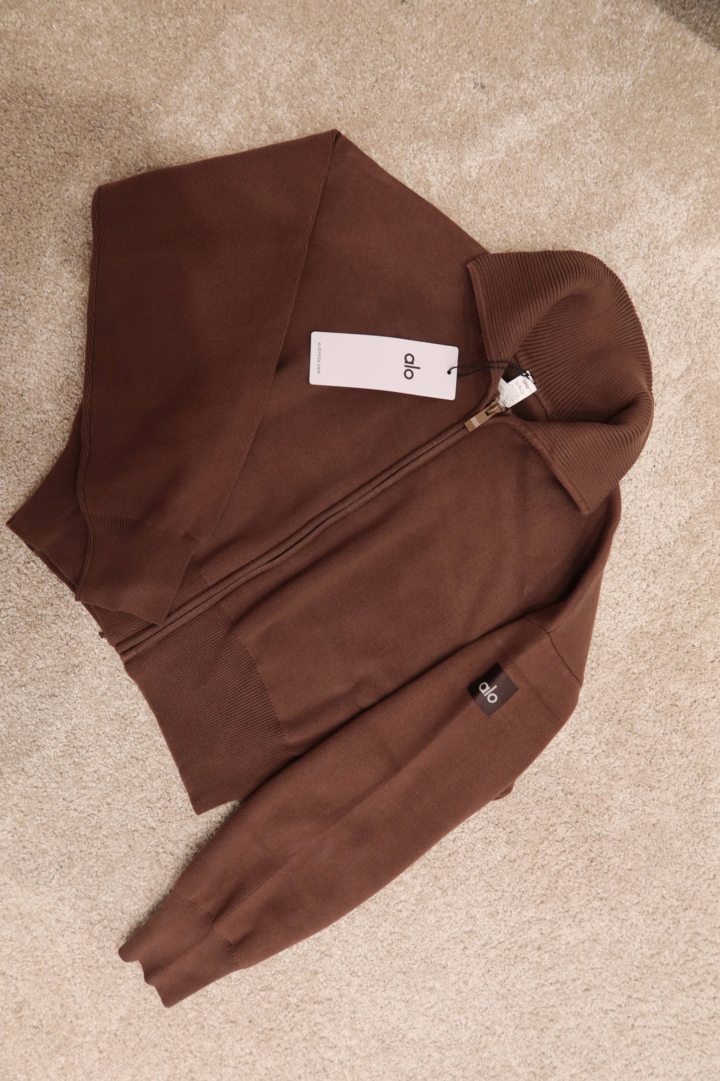 Brown Knitted Zipper & Gym Set