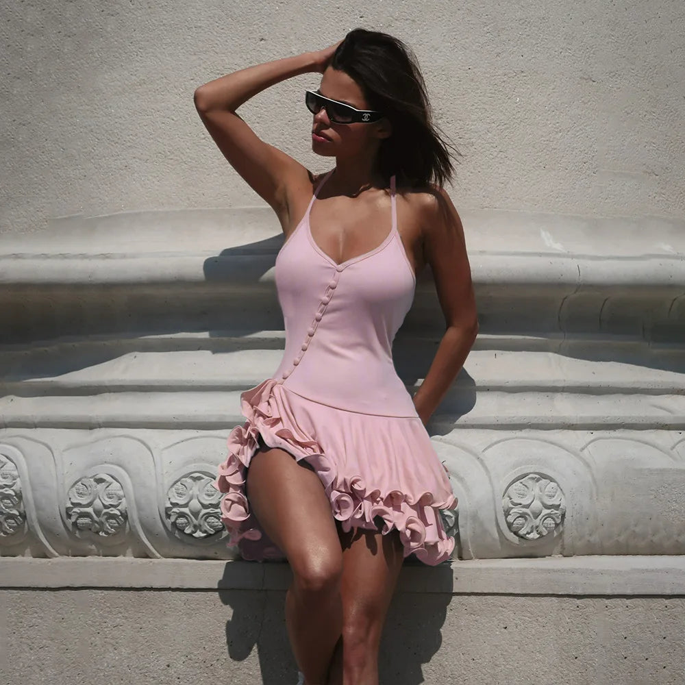 Asymmetrical button dress