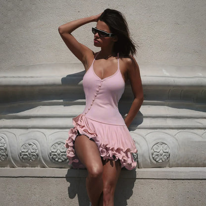 Asymmetrical button dress