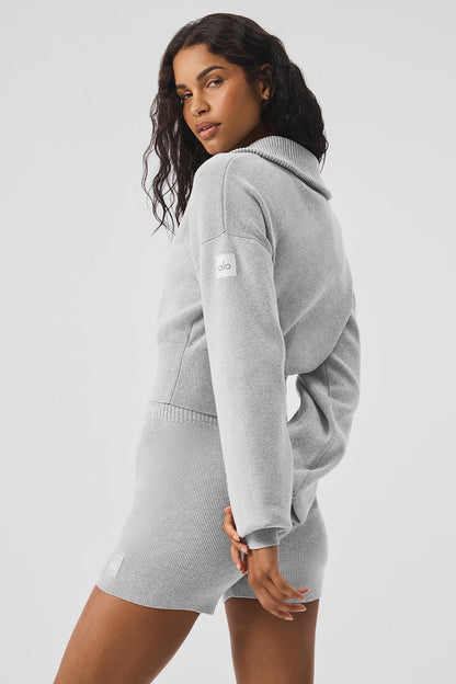 Scholar cropped knit full-zip jacket