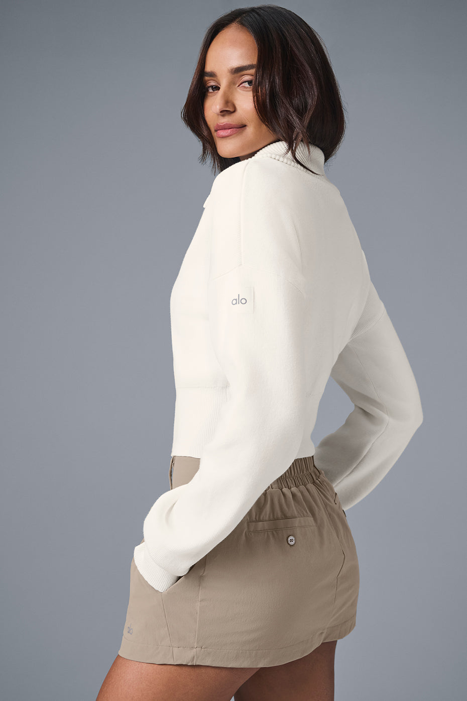 Scholar cropped knit full-zip jacket