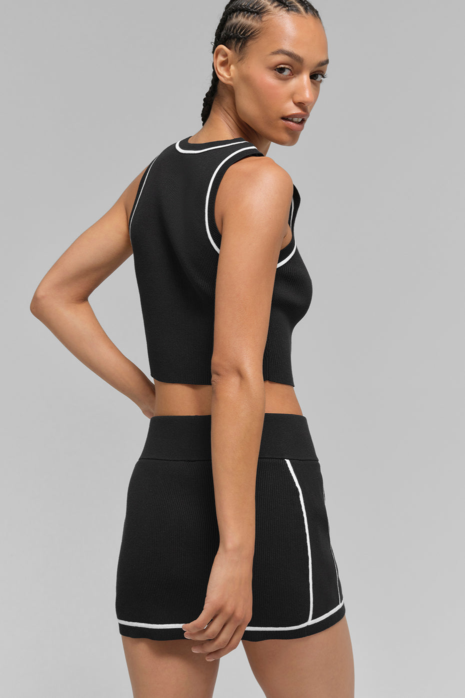 Highline ribbed knit mini skirt