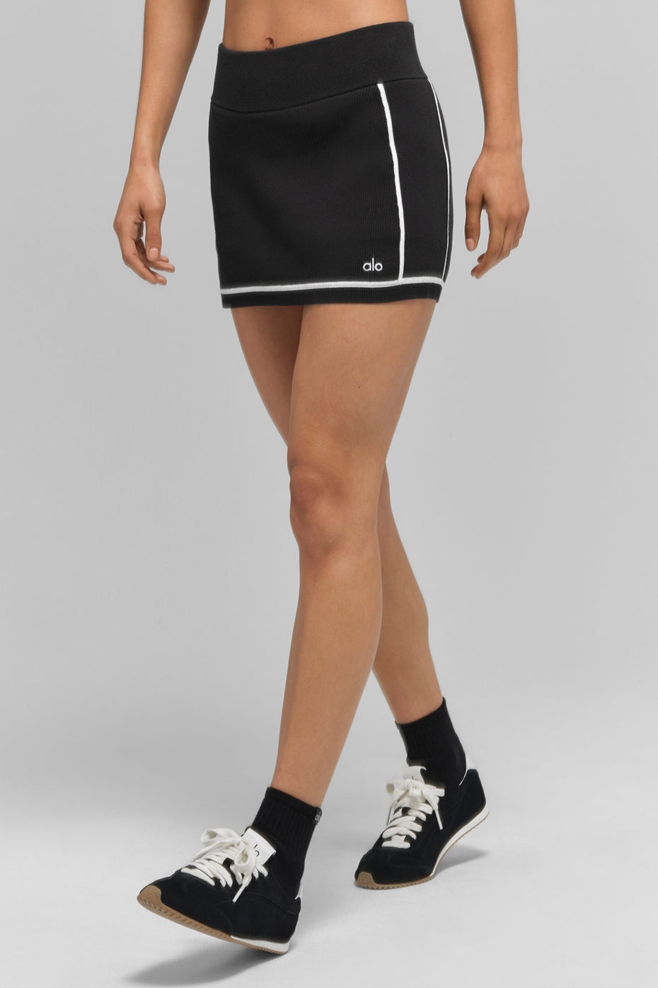 Highline ribbed knit mini skirt