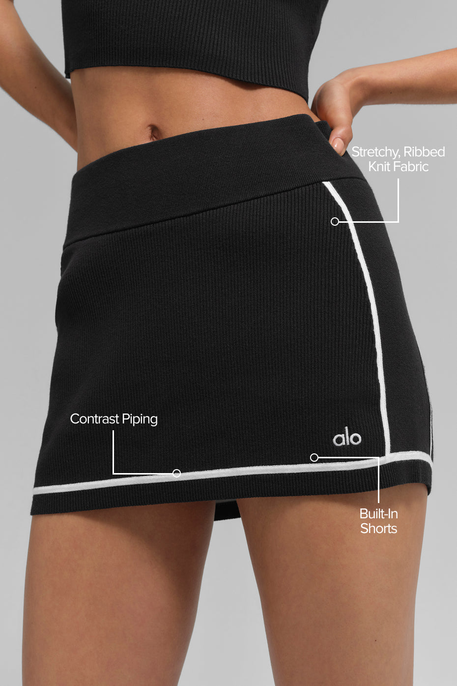 Highline ribbed knit mini skirt