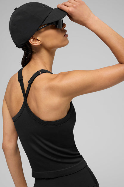 Seamless ribbed tank top with built-in bra