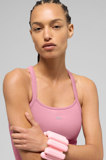 Seamless ribbed tank top with built-in bra