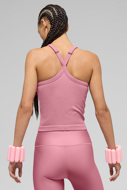 Seamless ribbed tank top with built-in bra